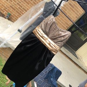 Black and Gold Sequin Mini Dress